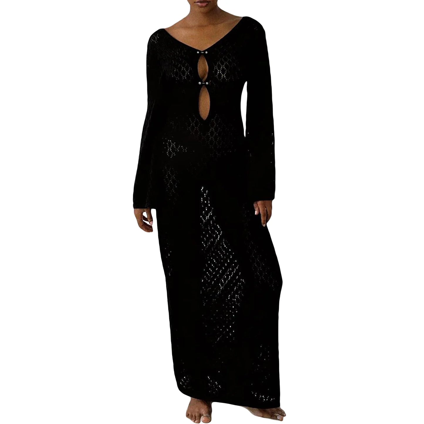 Bohemian V-Neck Hollow Out Maxi Dress